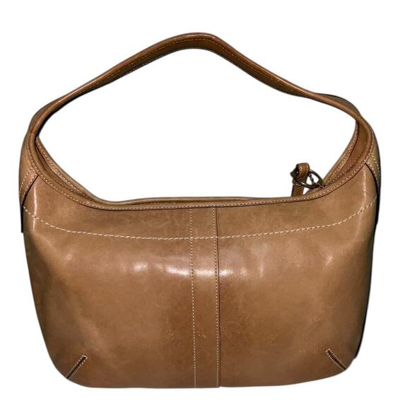 VINTAGE COACH ERGO TAN LEATHER FRONT POCKET HALF MOON SHOULDER BAG - Picture 2 of 16